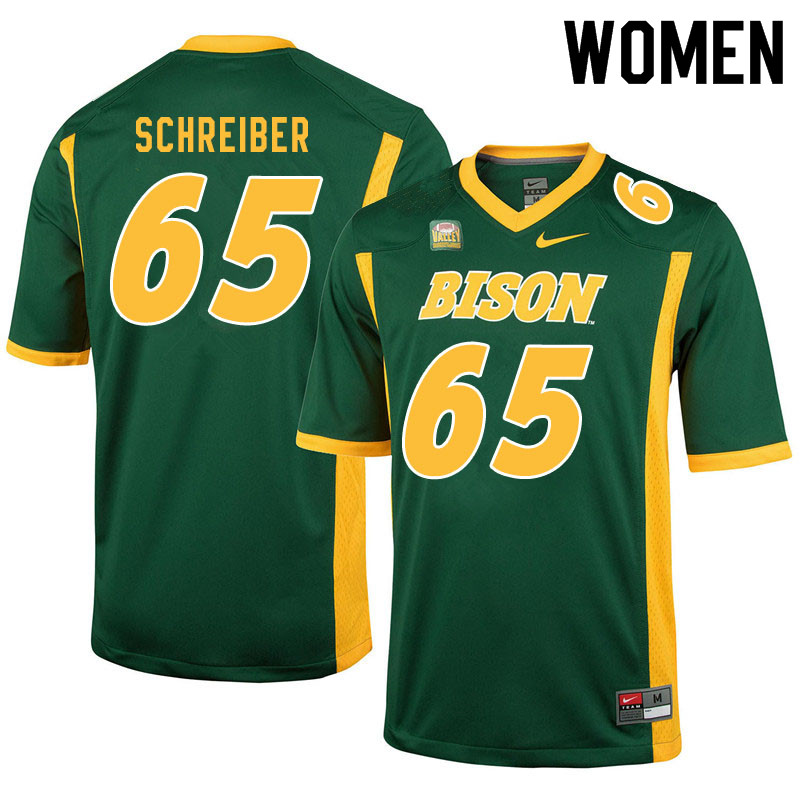 Women #65 Joe Schreiber North Dakota State Bison College Football Jerseys Sale-Green